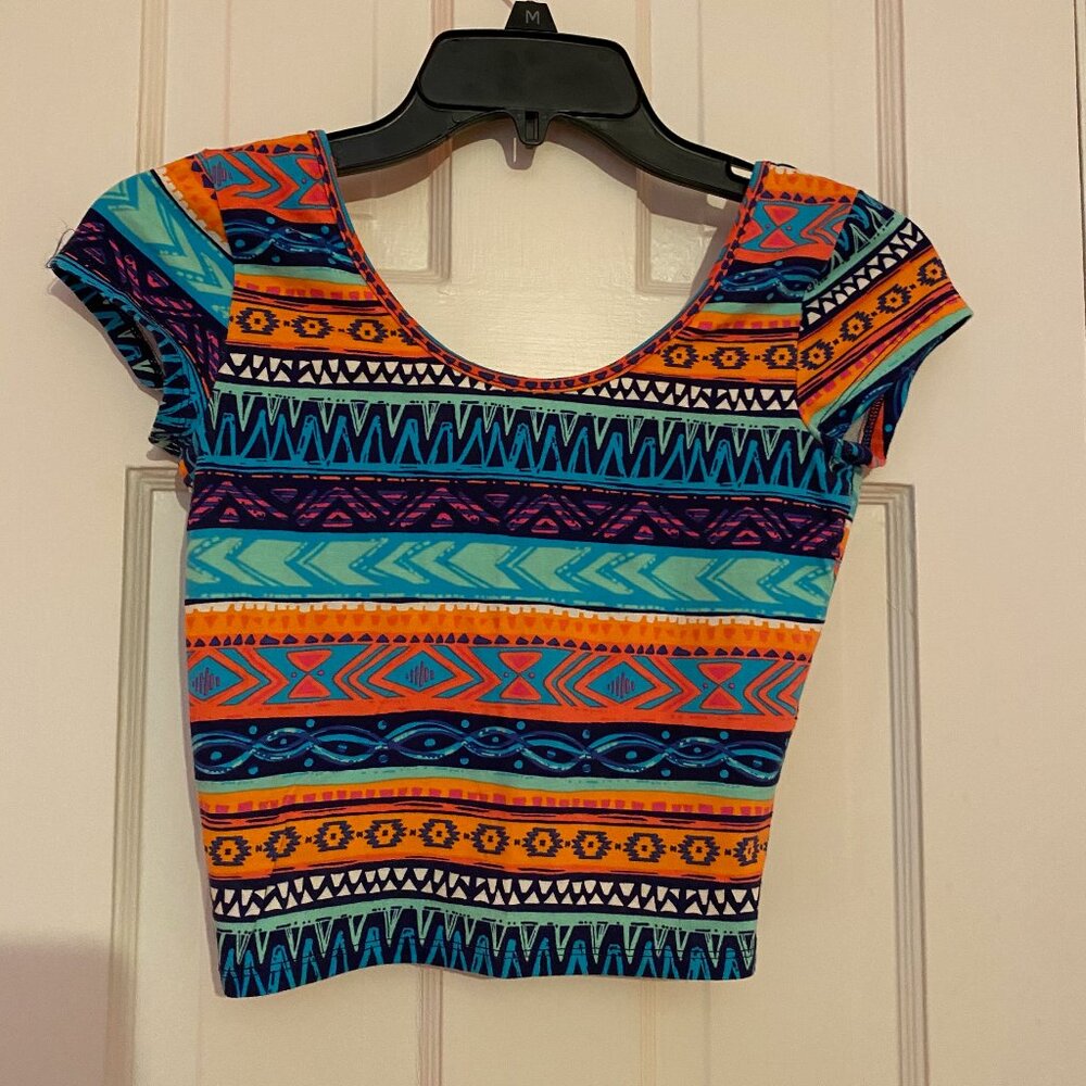 Charlotte Russe Multi-Color Crop Top with Bow Detail